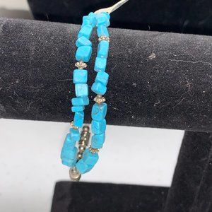 7 1/2" Howlite and Silver Bracelet